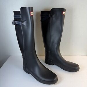 Hunter Refined Adjustable Tall Rain Boots Black Matte US 9 EU 40/41 C-10